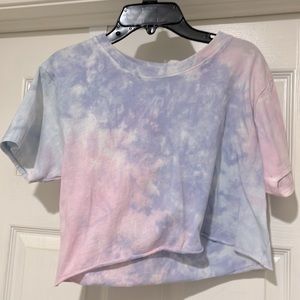 Tie Dye Cropped T-shirt - White, Pink, & Purple
